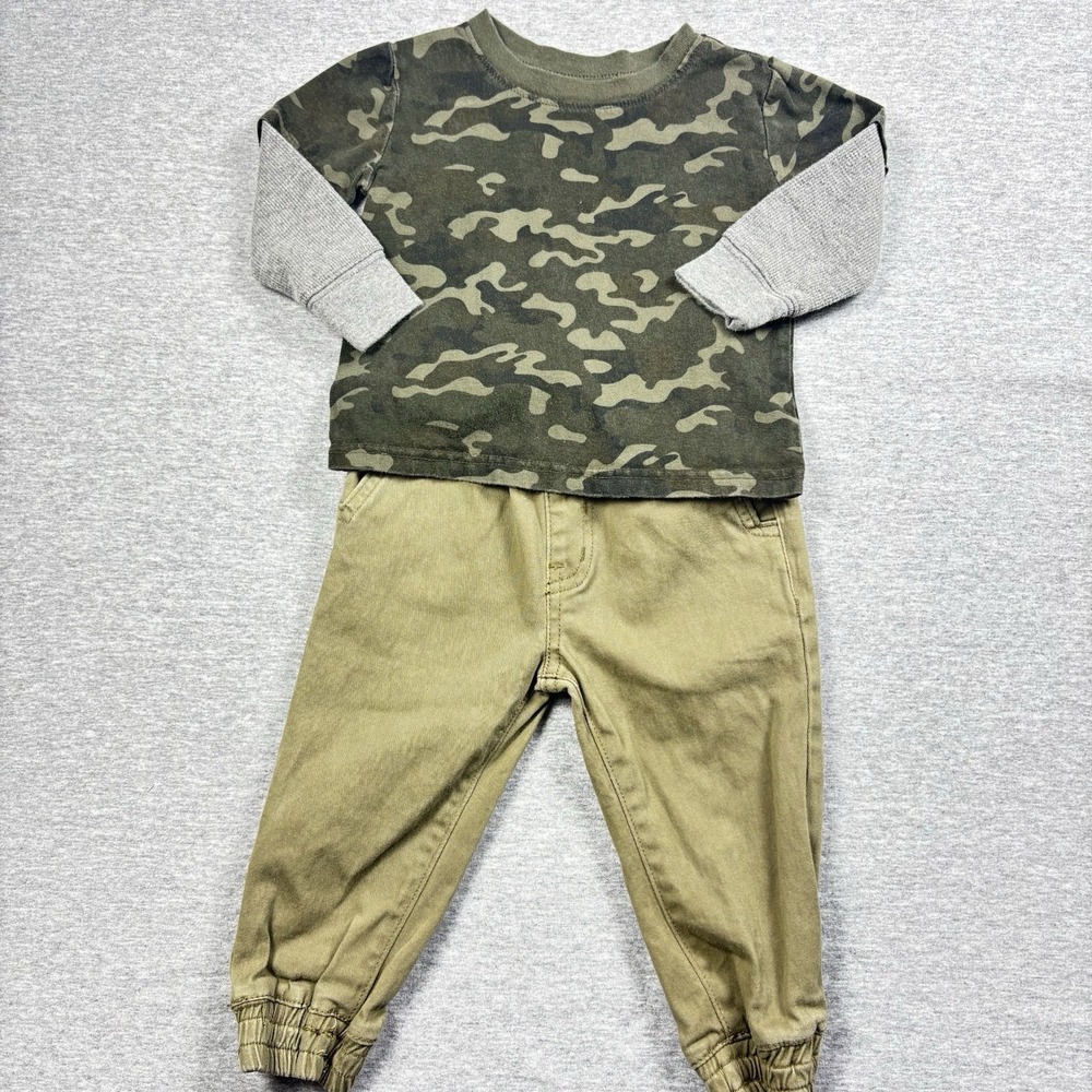Volcom Tan Khaki Joggers Camo Jumping Beans LS Tshirt Both 12 Months Boys Pants